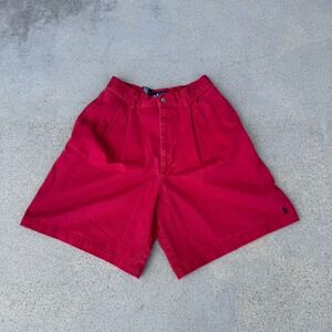 Vintage Y2K Ralph Lauren Denim Shorts Women's Size 6 Red Pleated Made In The USA
